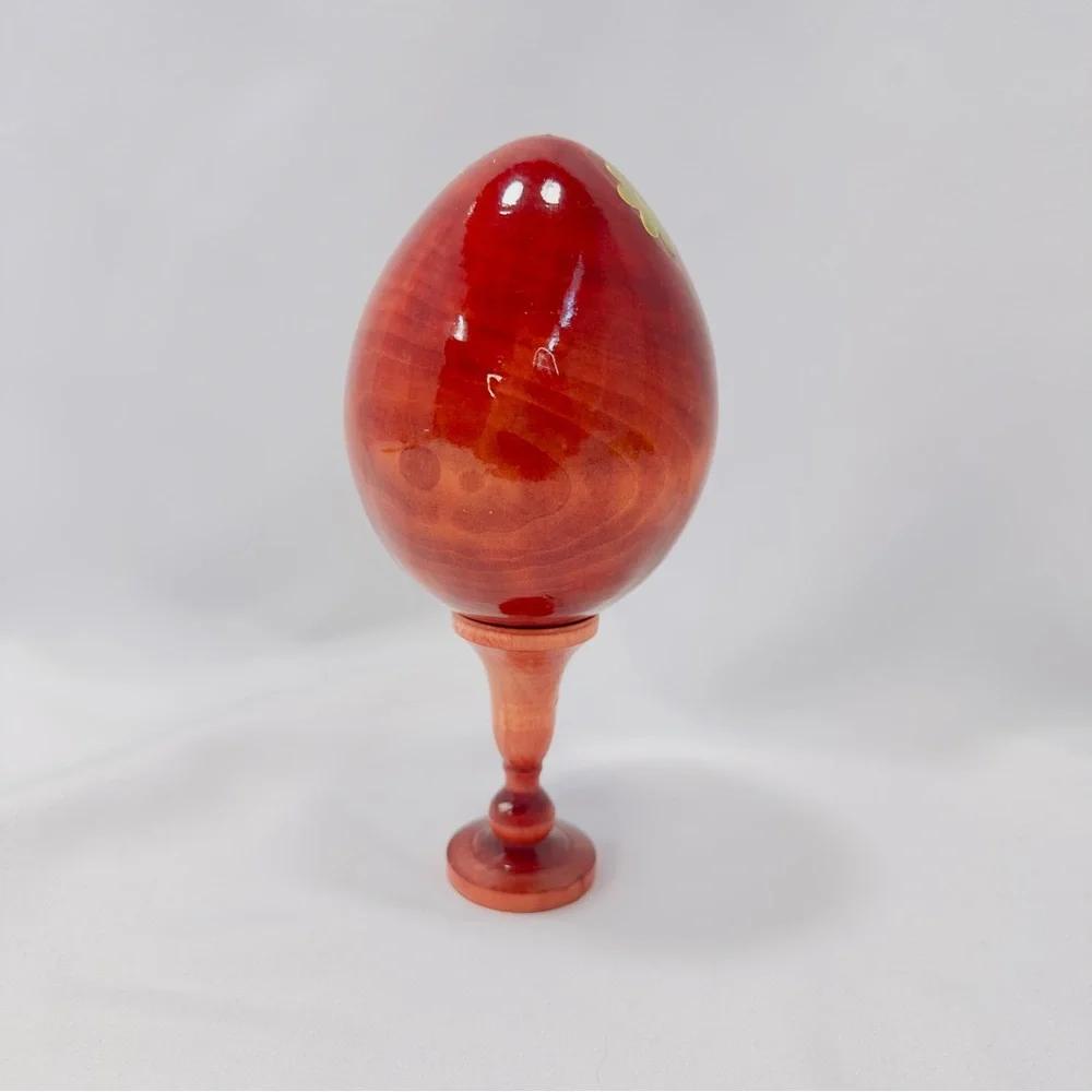 Russian Orthodox Religious Icon Red Gold Tone Decorative Egg Madonna and Child - Picture 16 of 16